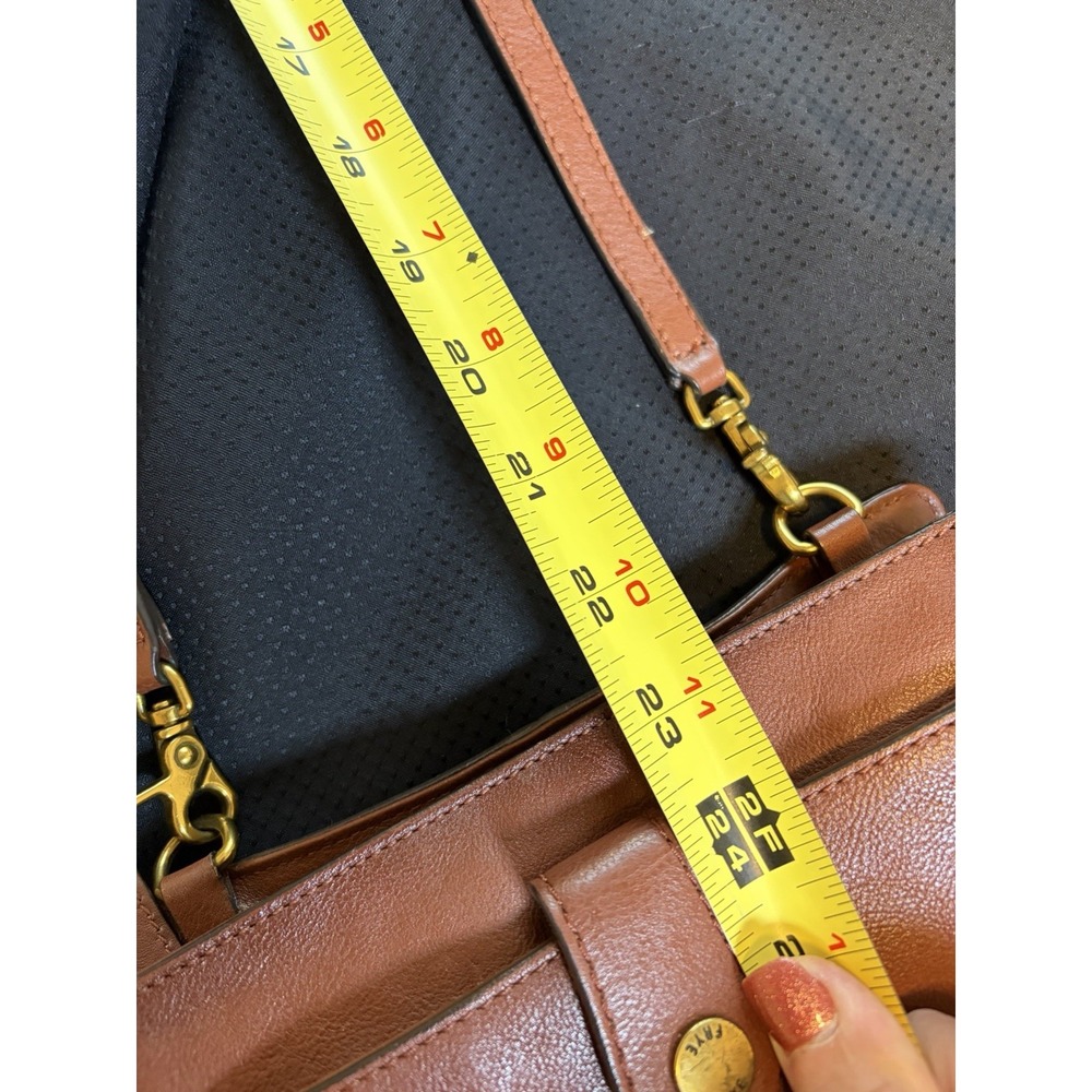 Frye Brown Leather Small Crossbody Bag Adjustable Strap Zip Close Snap Pocket - Picture 8 of 13